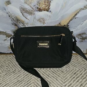 Vintage Calvin Klein Black Crossbody Bag with Gold Accents